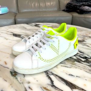 White and lime green Valentino sneakers gently worn